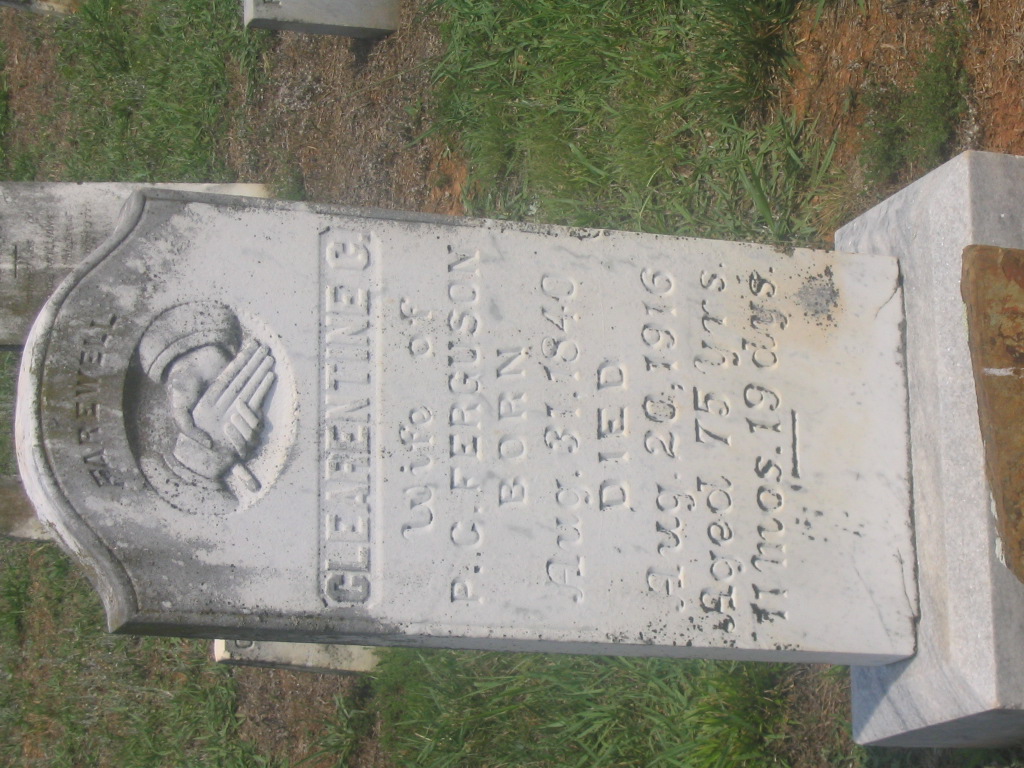 Clearentine Charity Hough Ferguson stone, Clear Creek Baptist graveyard